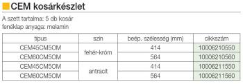 BELSŐ FÉMRÁCS CEM45CM50M  KOSÁRKÉSZLET ANTRACIT VGF 2.Kép