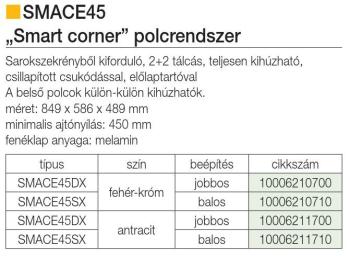 BELSŐ FÉMRÁCS  JOBBOS SAROKSZEKRÉNYBE 845x568x489mm ANTRACIt SMACE45DX 2.Kép