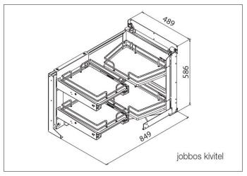 BELSŐ FÉMRÁCS  JOBBOS SAROKSZEKRÉNYBE 845x568x489mm ANTRACIt SMACE45DX 3.Kép