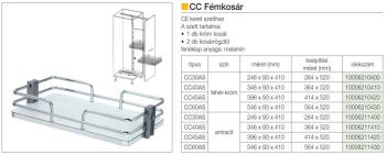 BELSŐ FÉMRÁCS CC30AS FÉMKOSÁR 246×93×410mm ANTRACIT 2.Kép