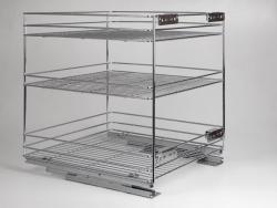 BELSŐ FÉMRÁCS 24273.500 FENÉKLAPRA SZERE ELHETŐ 3 RÉSZES KIHÚZHATÓ POLC 445x510x4 75mm KRÓM 1.Kép