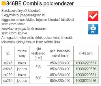 BELSŐ FÉMRÁCS 846BE/DX60CB JOBBOS 600mm KRÓM-FEHÉR 2.Kép