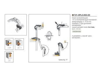BÚTORPÁNT TITUS 721-0PL0-650-00 T-TYPE KLIPPES SAROKSZEKRÉNYPÁNT NIKKEL 3.Kép