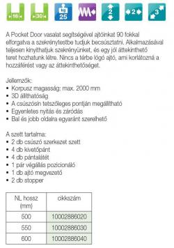 BÚTORPÁNT FDS POCKET DOOR VASALAT 550MM R015002H SZÜRKE 2.Kép