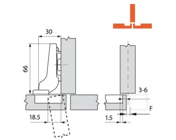 BLUM CLIP standard pánt 100° félig ráütődő csavaros 3.Kép