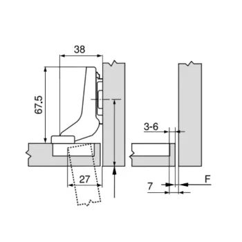 BLUM CLIP standard pánt 100°, közézáródó csavaros 2.Kép