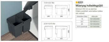 HULLADÉKGYŰJTŐ KUKA SZELEKTIV (8201) 10+10L ANTRACIT 240x345x385mm 3.Kép