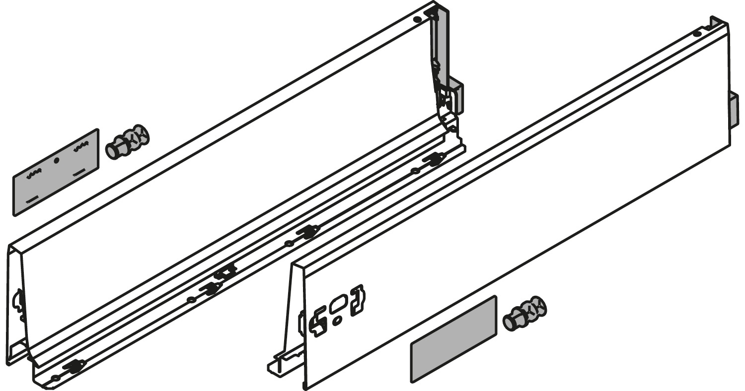 BLUM TANDEMBOX kávaK (115 mm)350 mm J+B R9006 világosszürke