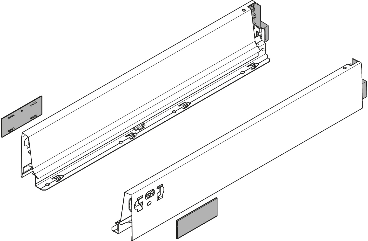 BLUM TANDEMBOX kávaM (83 mm)300 mm J+B R9006 világosszürke