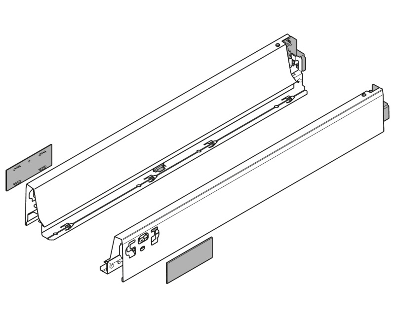 BLUM TANDEMBOX kávaN (68 mm)500 mm J+B R9006 világosszürke 