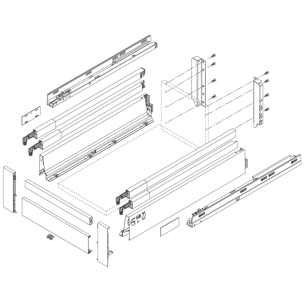 BLUM TANDEMBOX keresztkorlát  KSZ=1200 mmHossza=1046.3 mm belső kihúzású