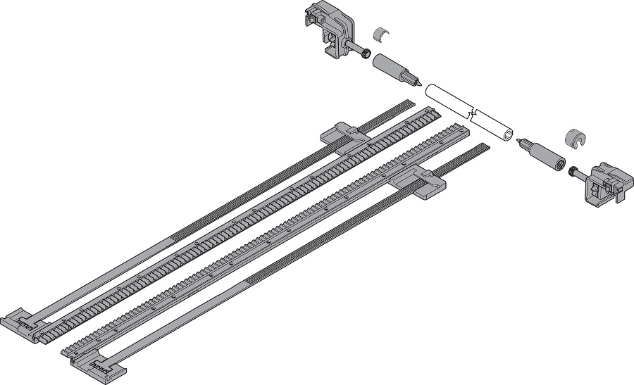 BLUM TANDEM oldalstabilizátor, NH=750 mm KSZ=1400 mm, teljes kihúzás