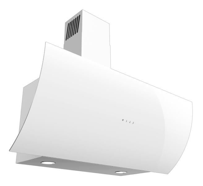 EVIDO CLIFF 90W vertikális páraelszívó fehér üveg, 90 cm, KIFUTÓ