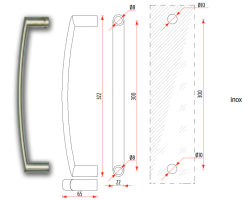 Tolóajtó fogantyú Arco / 300mm (inox) 1.Kép