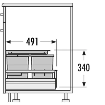 Hailo AS Separato K 500 18/8/8/D Fiókba építhető szemetes, 34L 3.Kép