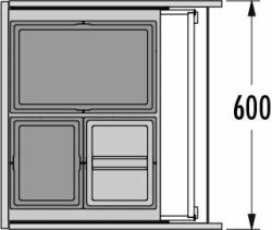 Hailo AS Triple XL 600 28/13/13/D Fiókba építhető szemetes, 54L 3.Kép