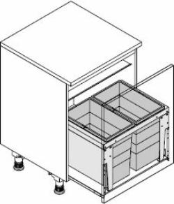 Hailo AS Triple XL 600 28/28 Fiókba építhető szemetes, 56L 4.Kép