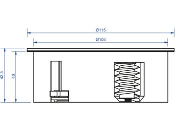 Bachmann Twist 2S süllyesztett kör alakú beépíthető elosztó, 2x 230V, 2 m kábel, matt króm 3.Kép