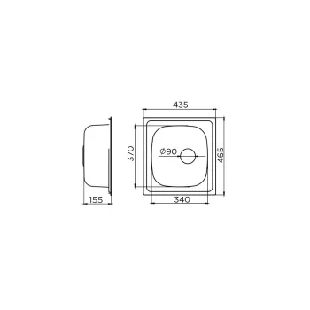Quadro 90 mosogató matt króm 2.Kép