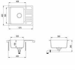 EVIDO Home 45S compact gránit mosogató 575x460 avena 2.Kép