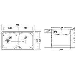 EVIDO FLEX DUO rozsdamentes mosogató, kétmedence, 78x43,5 cm, 1 1/2