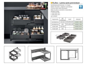 BELSŐ FÉMRÁCS FLYBST452  SAROKSZEKRÉNYBE 830x545x470mm ANTRACIT 2.Kép
