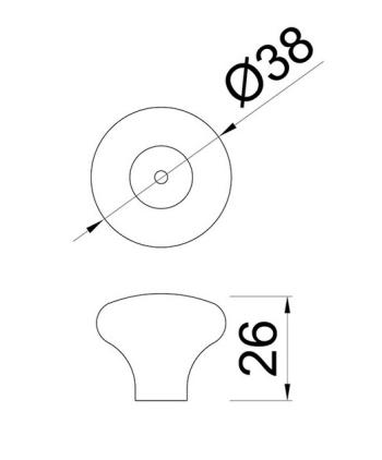 BÚTORFOGANTYÚ GOMB E039-26 ÁTM.38 BARNA VIRÁG PORCELÁN 2.Kép