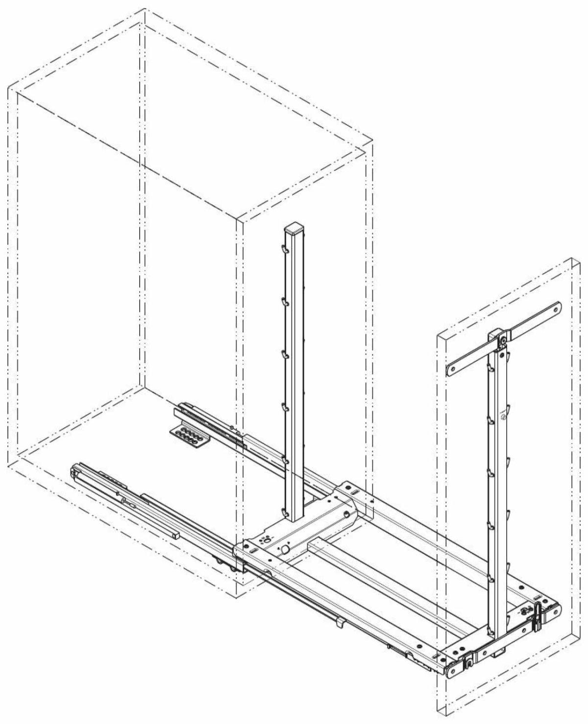 Kesseböhmer DISPENSA Junior III. vasalat szett 300 mm fenéklapra szerelhető , kosarak nélkül Silver