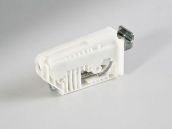 806-OS SZEKRÉNY FÜGGESZTŐ VASALAT BALOS FEHÉR 79x39x19mm FÉM-MÜANYAG 1.Kép