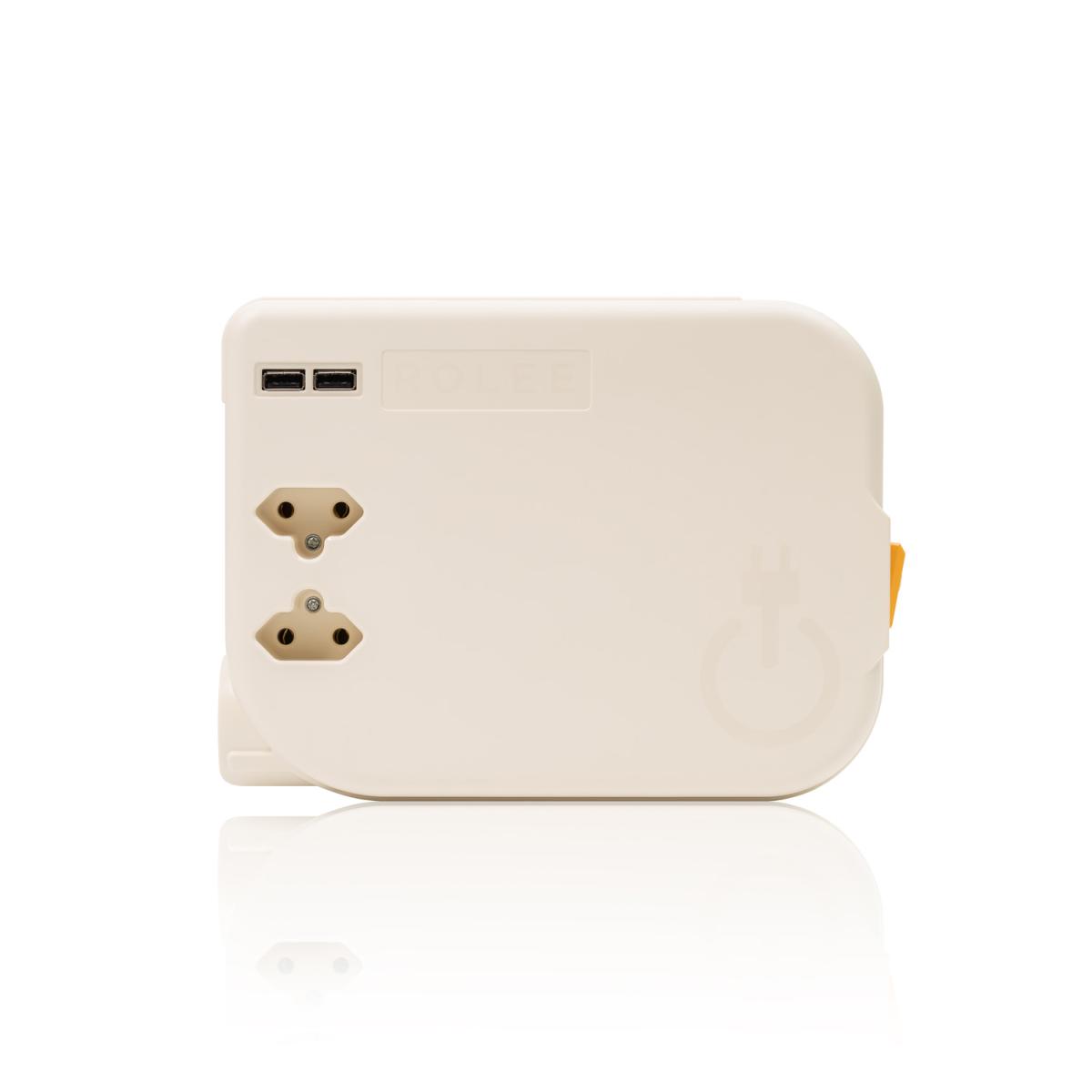 ROLEE M Gyöngyfehér (4 m kábel) 2 db USB, 2 db földeletlen aljzat
