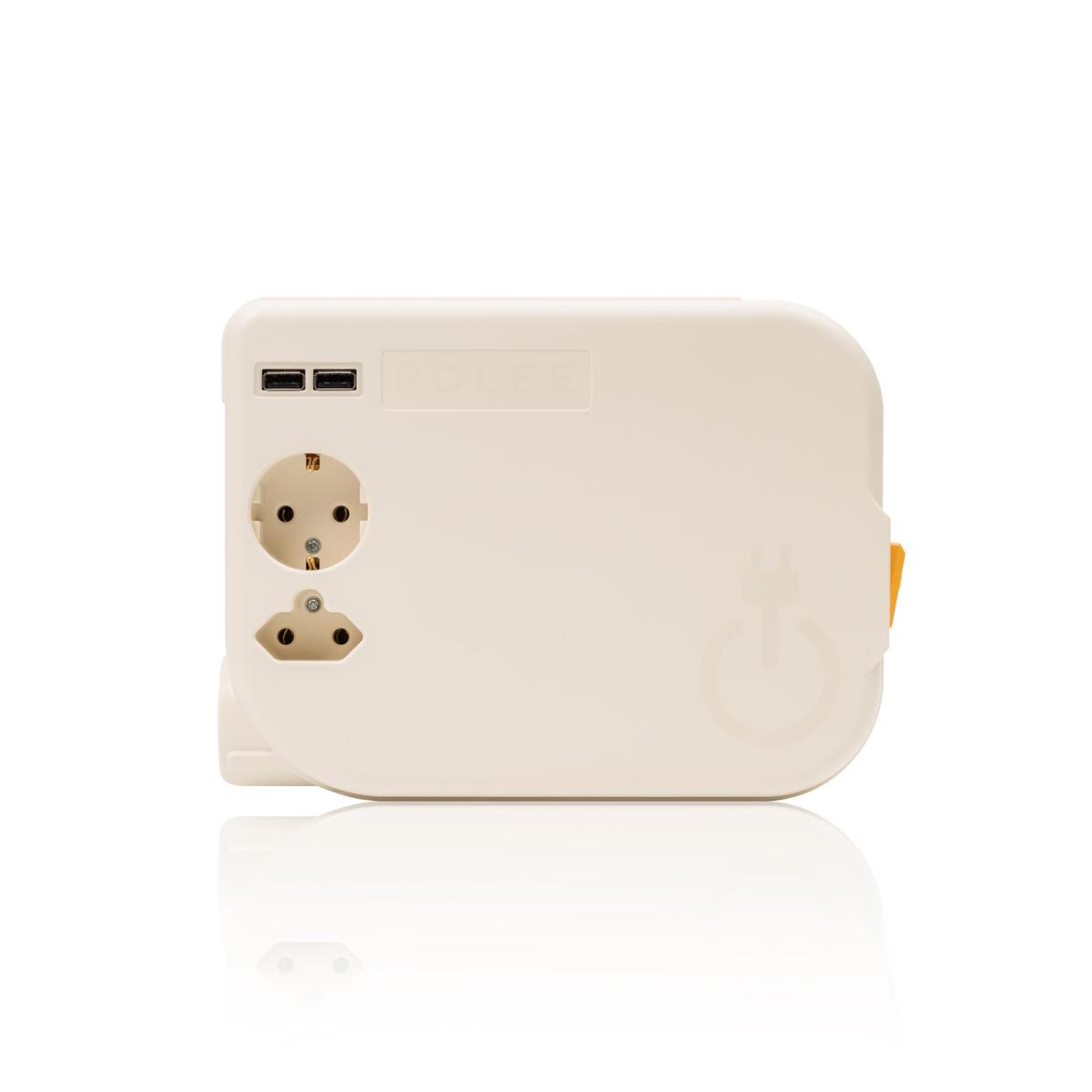 ROLEE L Gyöngyfehér (3,5 m kábel) 2 db USB, 1 db földelt, 1 db földeletlen aljzat