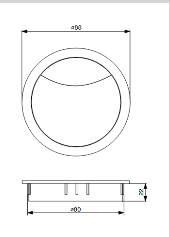 ASA Plastici Round 80, kábelátvezető, 80 mm, H22, rozsdamentes acél utánzat 2.Kép