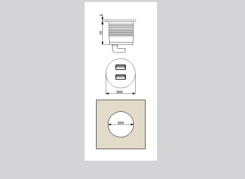 ASA Plastici Versapick töltőpont - négyz et USB A (2×) , matt fehér 2.Kép