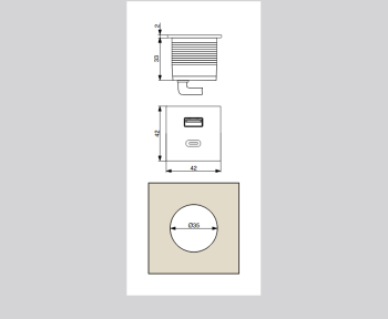 ASA Plastici Versapick töltőpont - négyz et USB A + USB C, fém ház, matt fekete 2.Kép