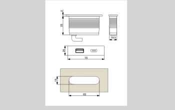 ASA Plastici Versapick töltőpont - tégla lap USB A + USB C, fém ház, matt fehér 2.Kép