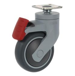 Tente 5325 Levina bútorgörgő D75, talp 4 2x42 mm, puha futófelület, fékezhető, sz ürke 1.Kép