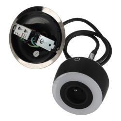 SFL Mercury, LED világítás elegarr. csat l. Schuko (1×), 6 W, 4000 K, 0,9 m vezet ék, fekete króm 1.Kép