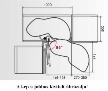 Kesseböhmer LeMans II 500mm bal szett ARENAplus classic-Chrom/Icewhite+tengely 2.Kép