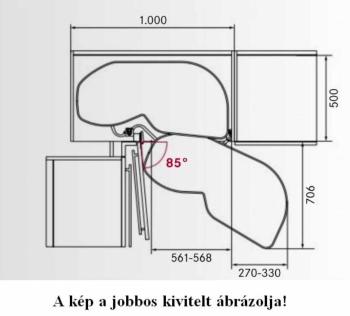 Kesseböhmer LeMans II 600mm bal szett ARENAplus classic-Chrom/Icewhite+tengely 2.Kép