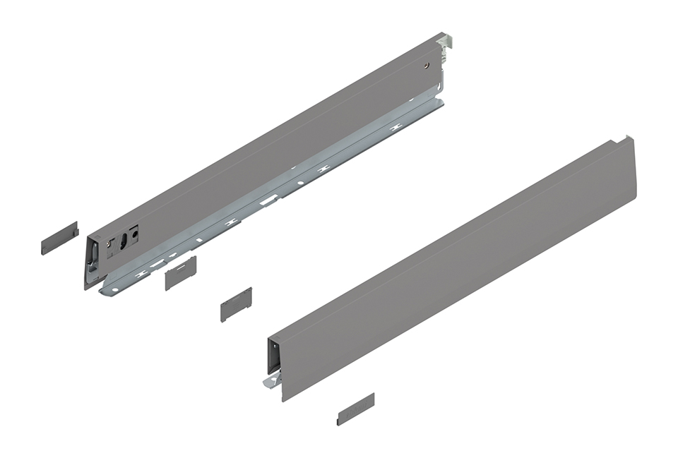 BLUM MERIVOBOX káva, mag.  N (68.5 mm), H=400 mm, jobb+bal indiumszürke matt