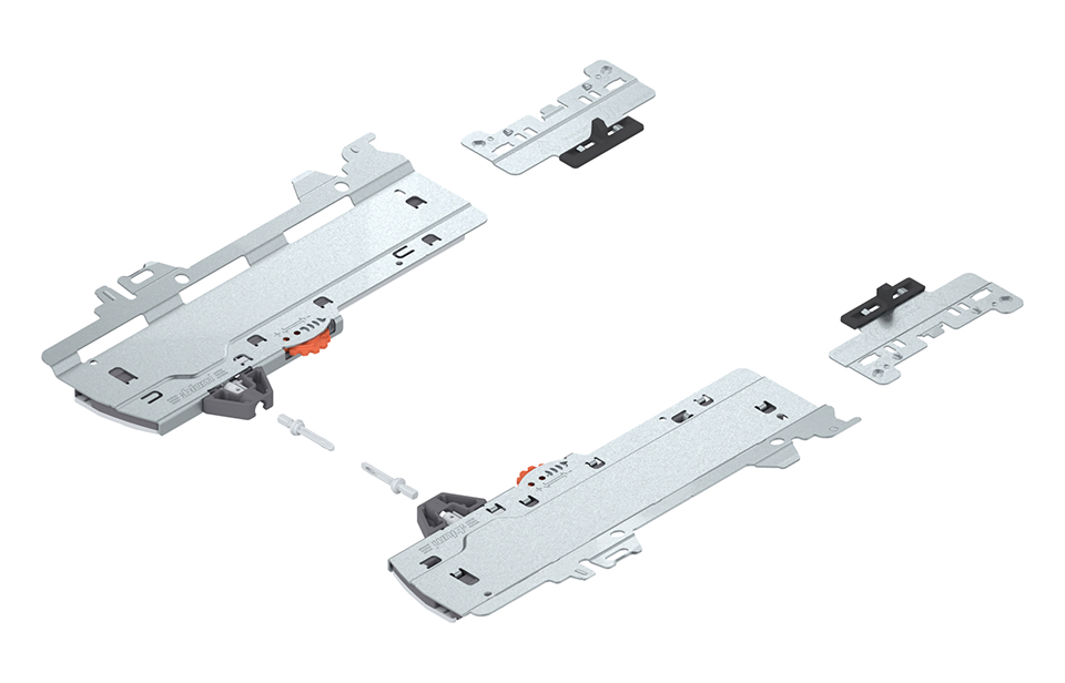 BLUM Szett (TIP-ON BLUMOTION egység MERIVOBOX  Típus S0 349 mm  Kihúzó jobb+bal Fehér