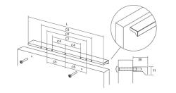 Fogantyú  Viefe ANGLE  640mm, alumínium, alumínium, csiszolt sárgaréz 2.Kép