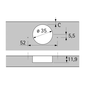 Hettich NOVISYS 105° ráütődő pánt, Silen  System rendszerrel, önzáró funkcióval (Novisys 8848i), TH52 2.Kép