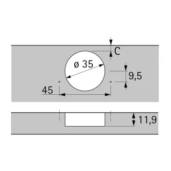 Hettich NOVISYS 105° ráütődő pánt, Silen  System rendszerrel, önzáró funkcióval (Novisys 8848i), TB 45 2.Kép