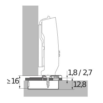 Hettich Adapter a furatmélység csökkentéshez, vastagság: 2,7 mm  (Sensys pánthoz) 2.Kép