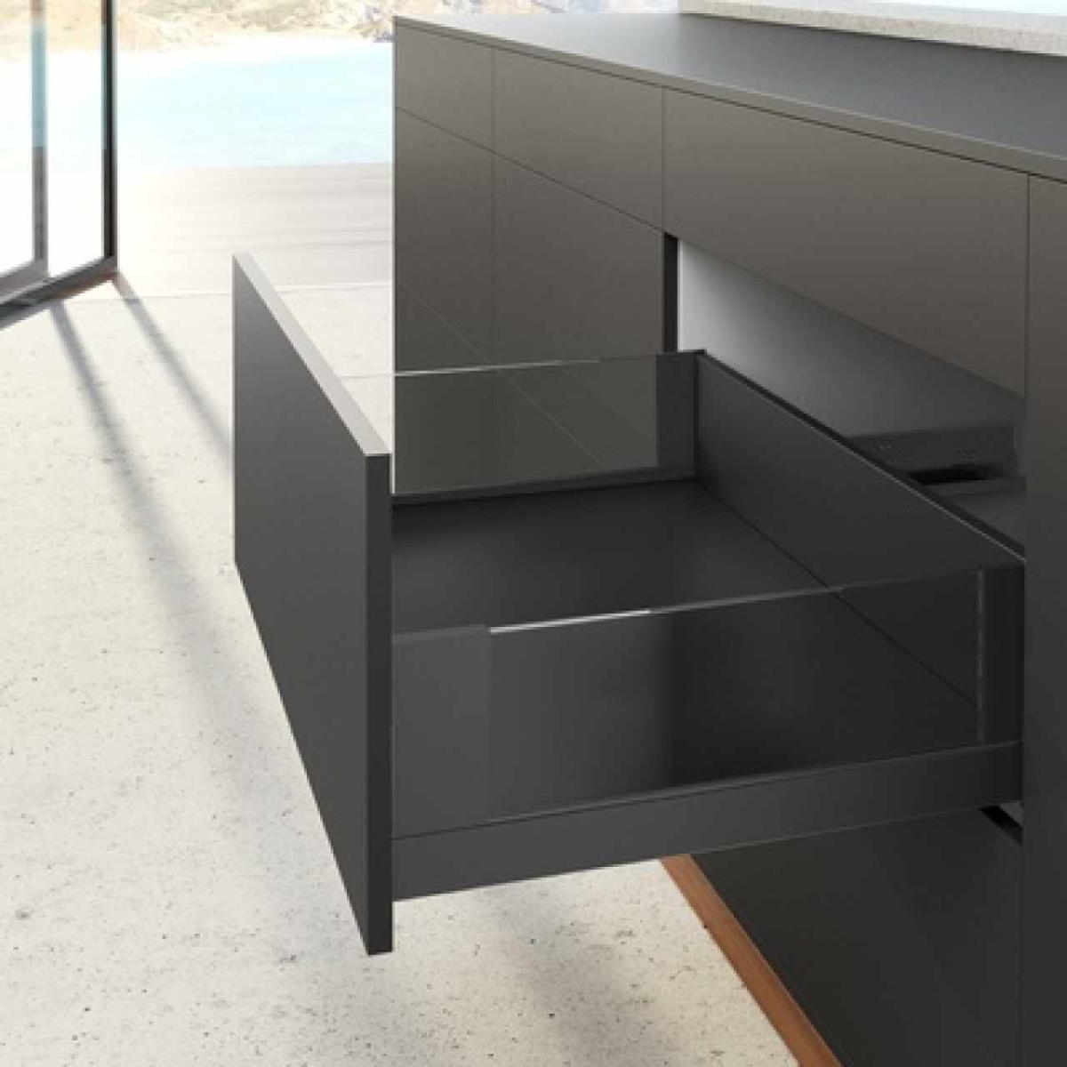 Hettich Atira fiók oldal profil garnitúr 470 mm,70 mm magas balos-jobbos, antraci