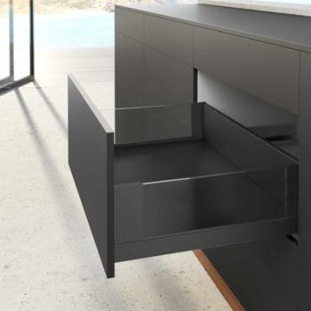 Hettich Atira fiók oldal profil garnitúr 470 mm,70 mm magas balos-jobbos, antraci 1.Kép