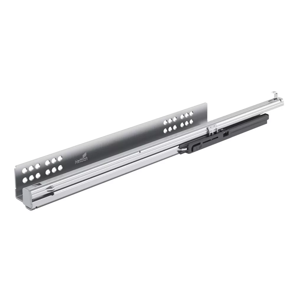 Hettich Atira Quadro V6 Teljes kihúz.sín , beépített csillapítással fa fiókhoz terhelhetőség 30kg-ig, 520 mm  balos