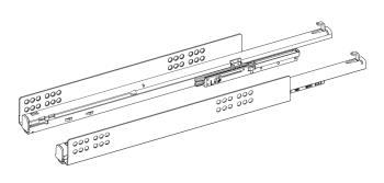 Hettich Atira Quadro V6 Teljes kihúz.sín  beépített csill., terhelhetőség 30kg-ig, 520 mm  jobbos 1.Kép