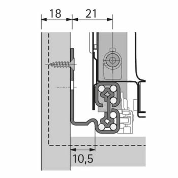 Hettich Atira Quadro V6 Teljes kihúz.sín  beépített csillapítással, Integrált, pu rendszer, terhel. 50 kg-ig, 620 mm j+b 2.Kép
